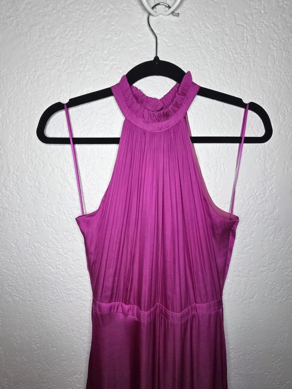 Banana Republic Sleeveless Ruffle Halter Maxi Dress, Fuchsia Pink Size 0 Magenta